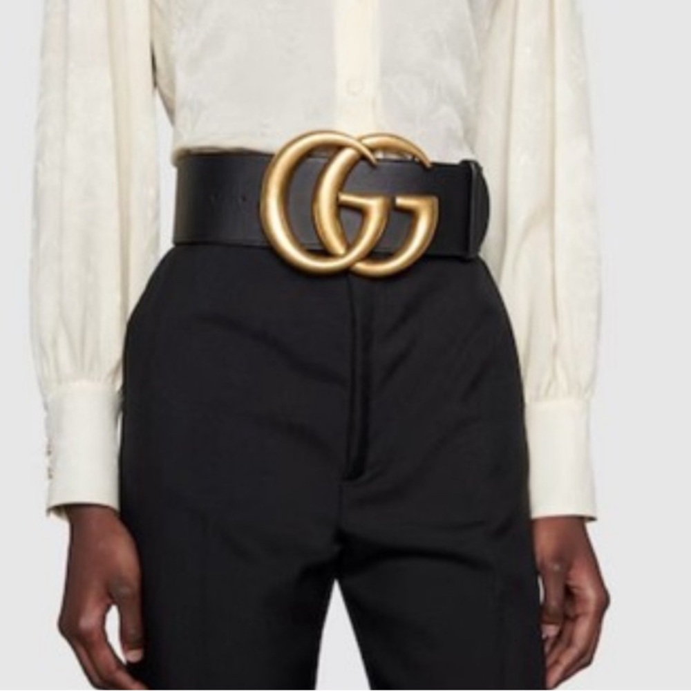 NWOT!!!!! Rare Extra Wide Gucci Marmont GG  Wide Belt Brown Leather 453265 35/34